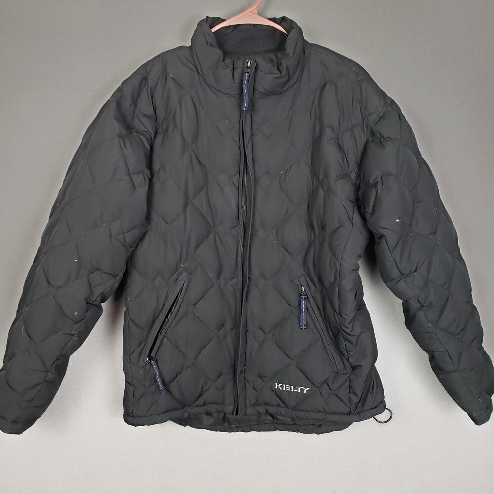 Kelty Women's Size XL Quilted Down Puffer Jacket Black Winter Sporty Gorpcore‎